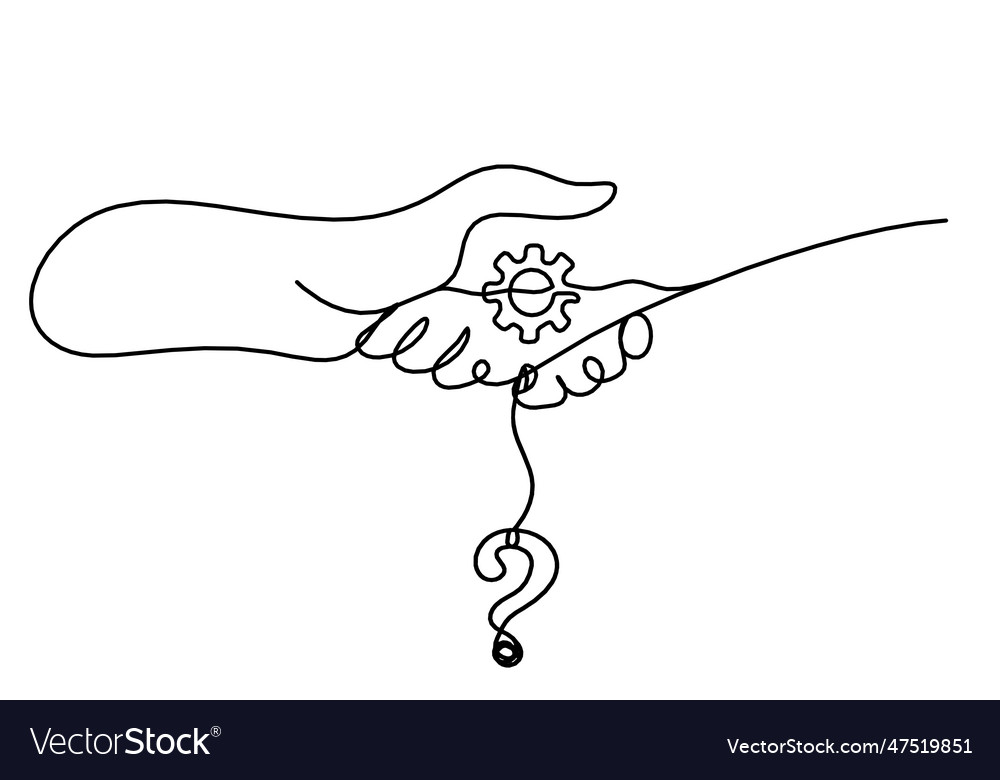 Abstract handshake and question mark as line Vector Image Abstract handshake and question mark as line