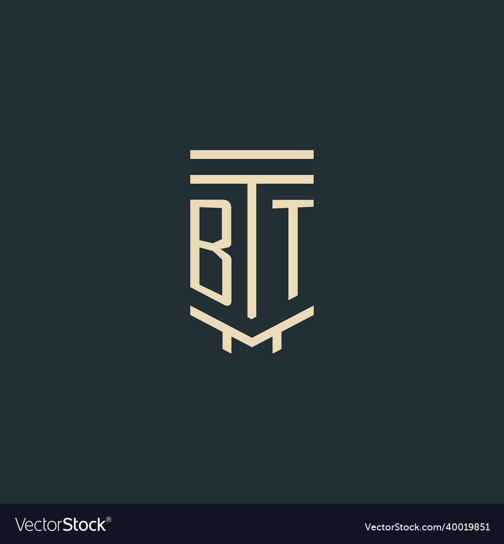 Bt initial monogram with simple line art pillar