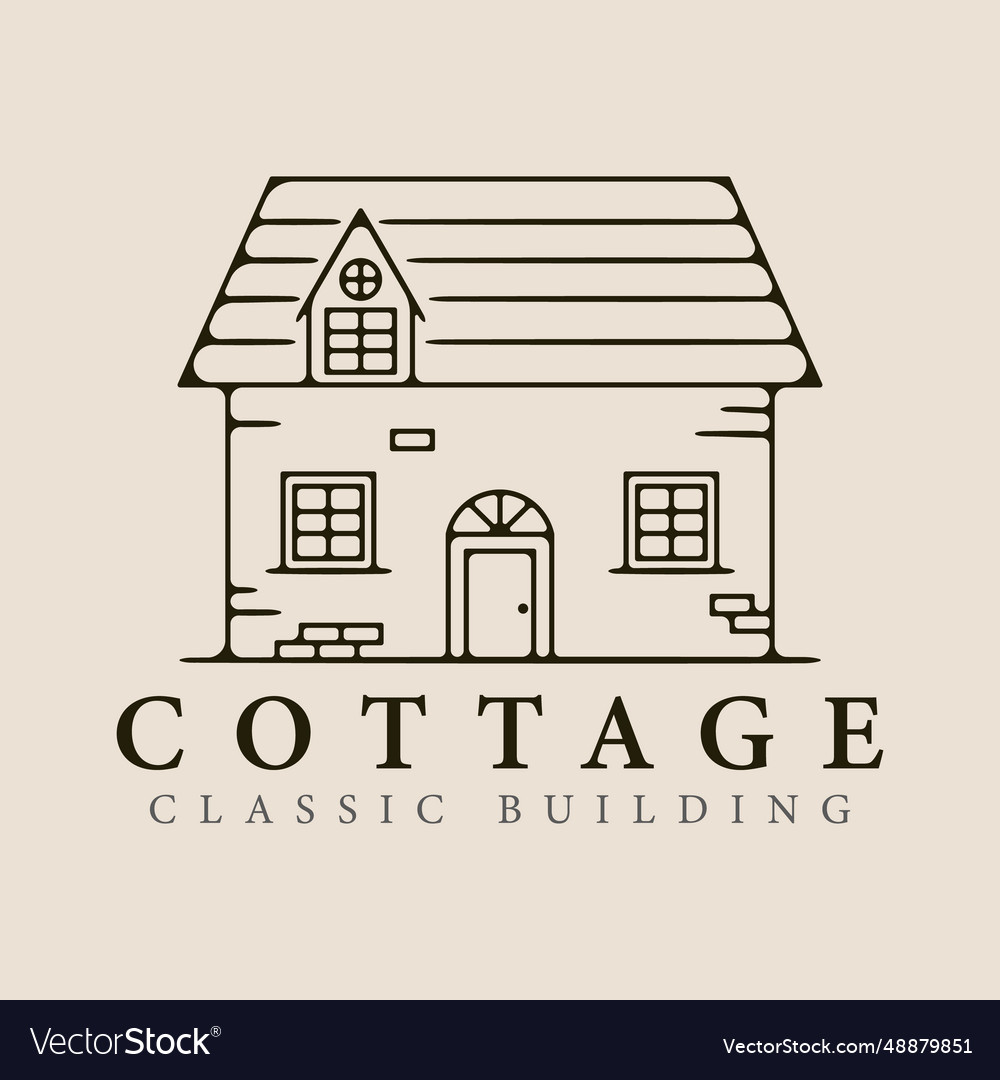 Cottage line art logo template design