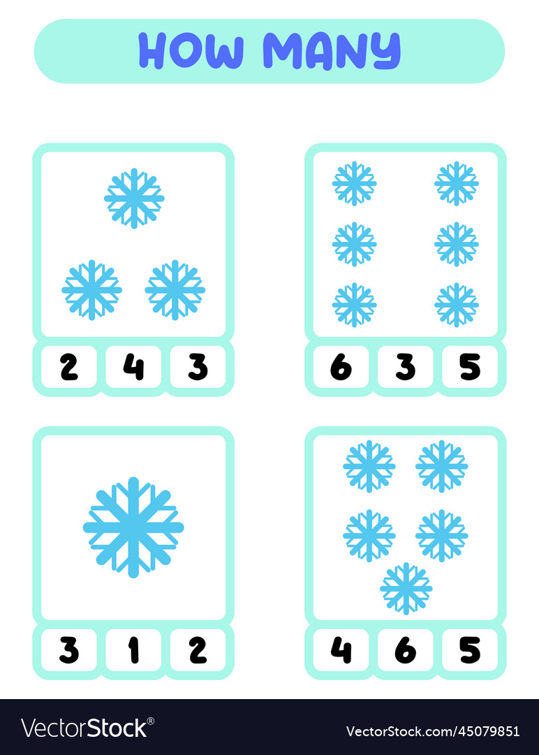 Count how many snowflakes write down the answer vector image Count how many snowflakes write down the answer