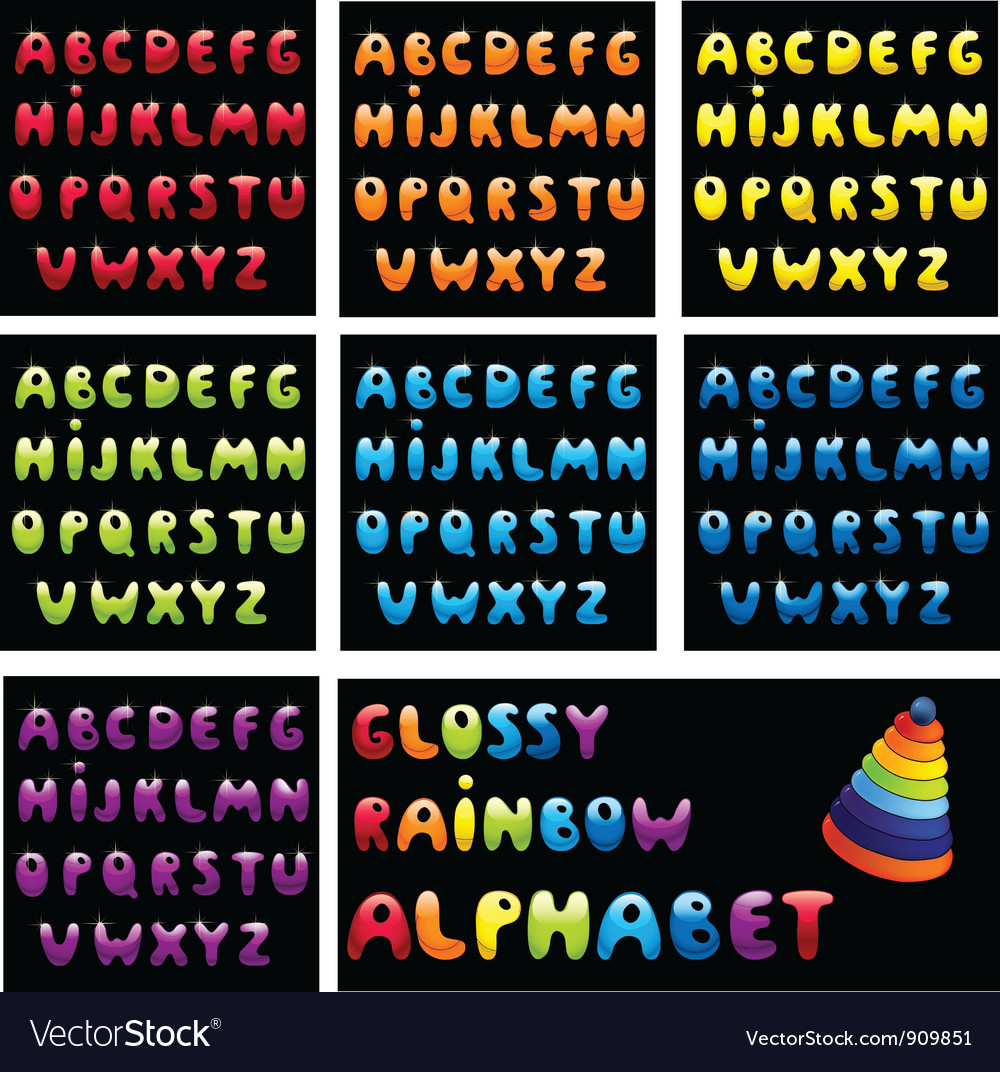 Glossy Rainbow Alphabet Royalty Free Vector Image