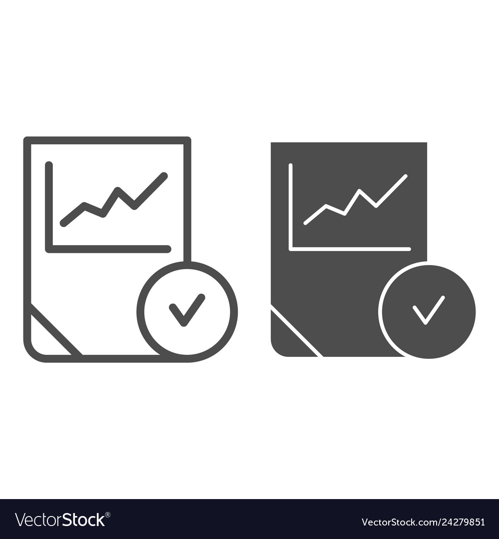Graph with check line and glyph icon chart Vector Image Graph with check line and glyph icon chart