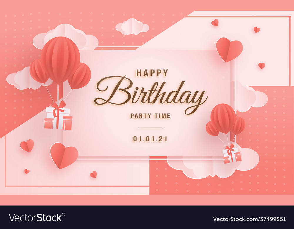 Happy birthday paper cut style greeting card