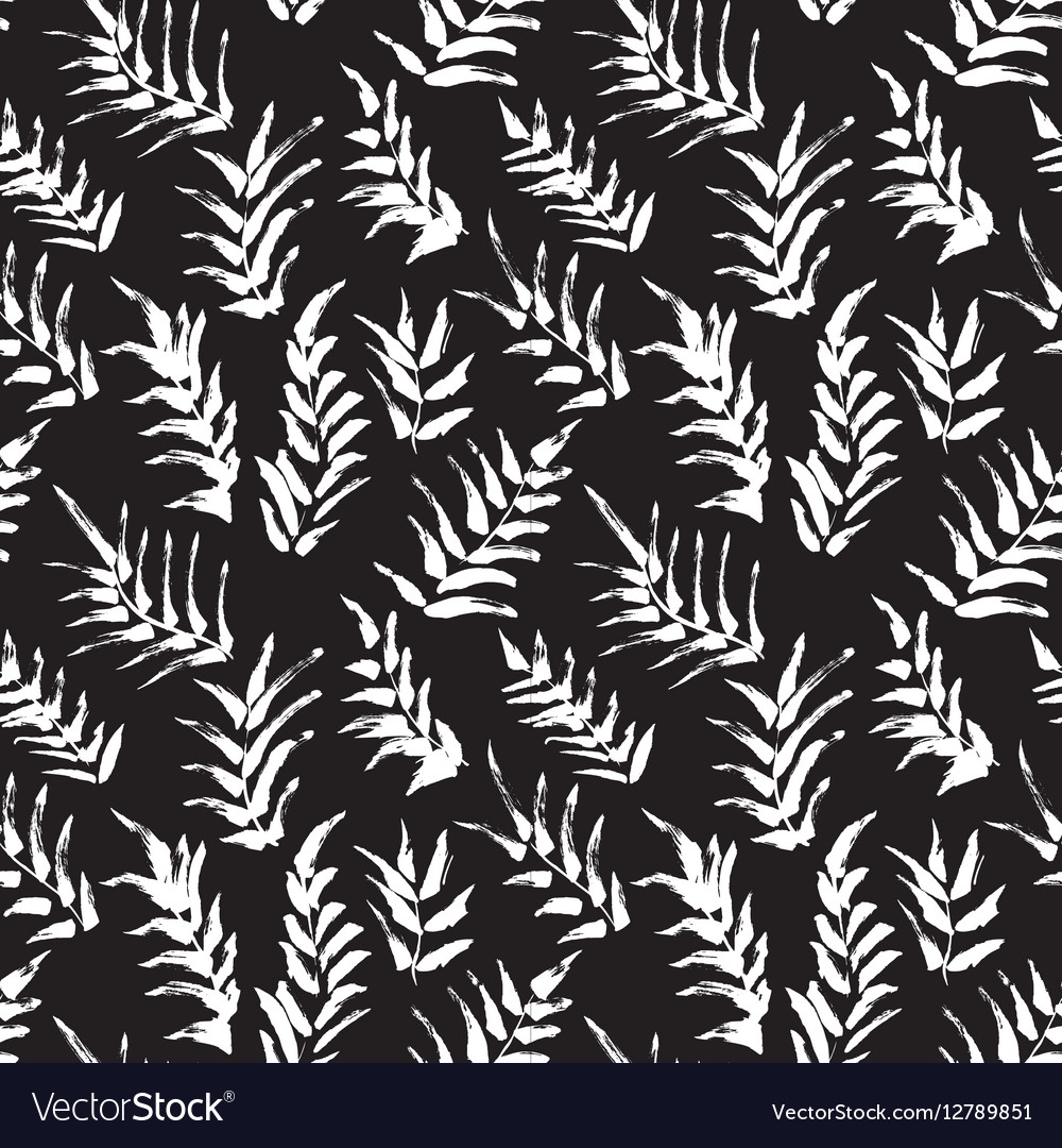 Ink seamless pattern with palm leaves