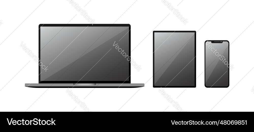 Laptop tablet smartphone glossy display Royalty Free Vector