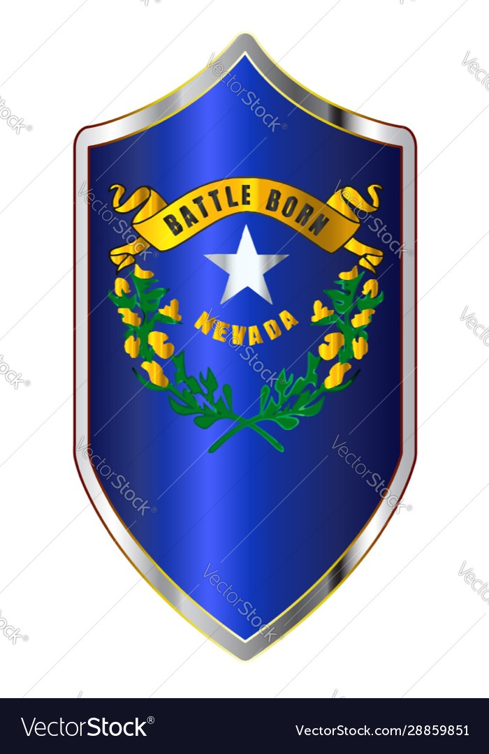Nevada state flag on a crusader style shield