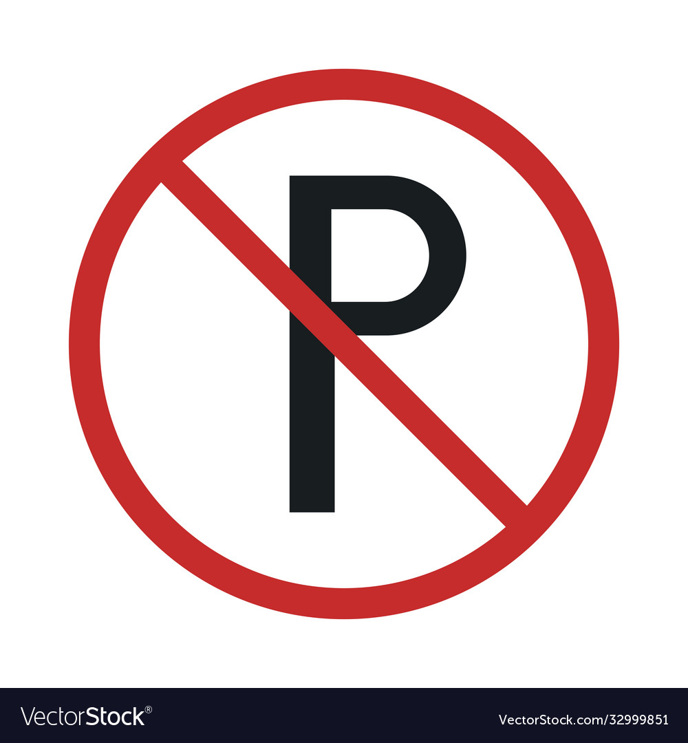 No parking sign in crossed out red circle flat Vector Image