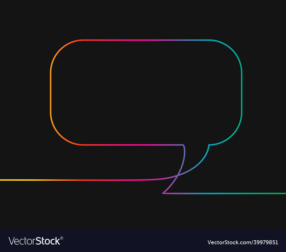 One line drawing of rectangular speech bubble Vector Image One line drawing of rectangular speech bubble