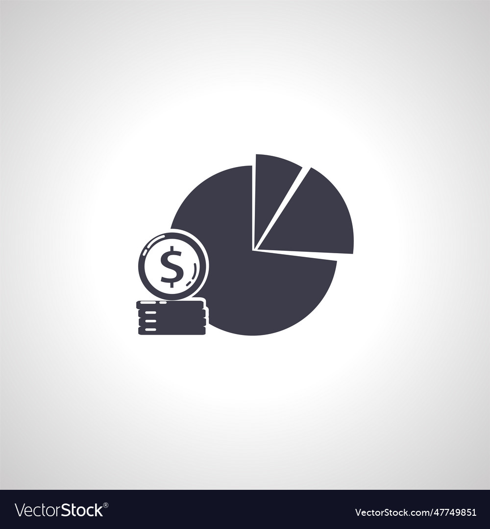 Pie chart with coins icon circle segment