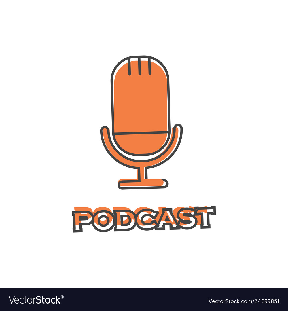 Podcast icon on white isolated background