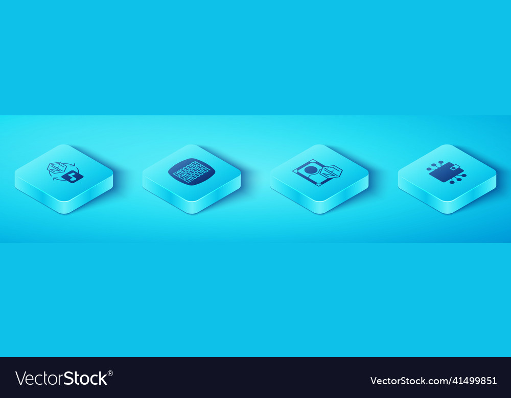 Set isometric nft digital crypto art binary code vector image Set isometric nft digital crypto art binary code