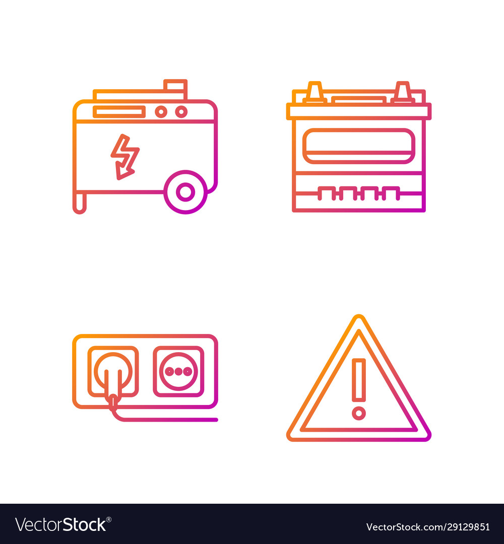 Set line exclamation mark in triangle electrical vector image Set line exclamation mark in triangle electrical