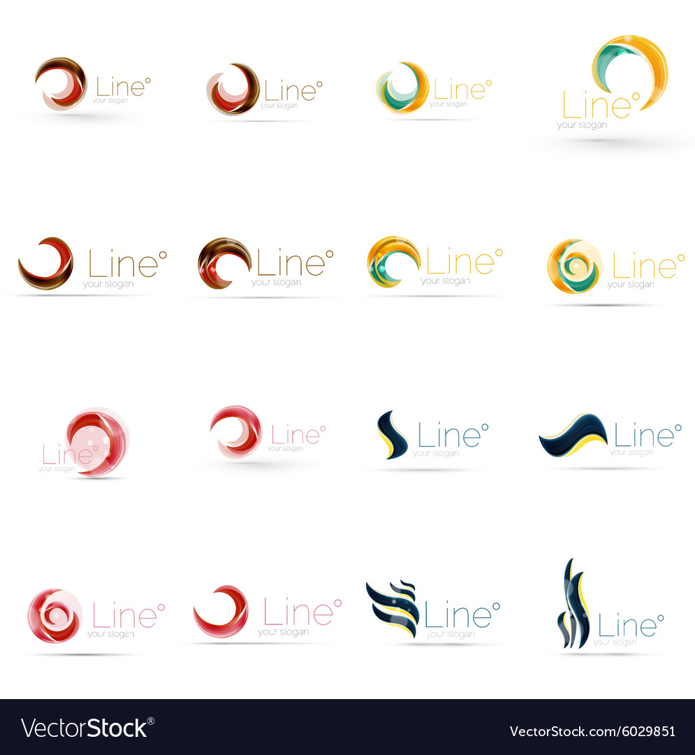 Set of swirl wave lines circle logo icons