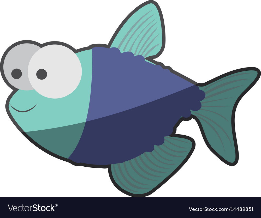 Silhouette multicolor pastel of fish with big eyes