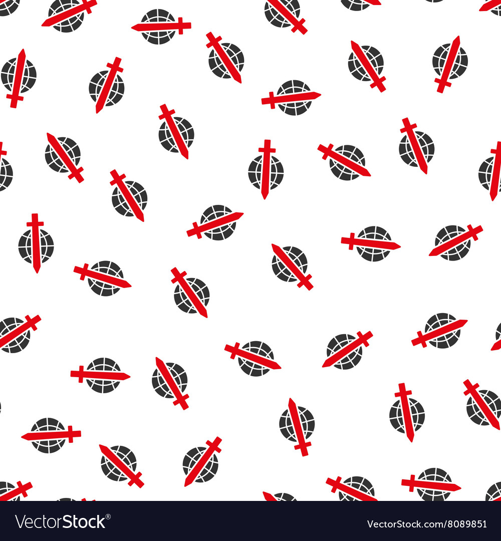 Sword globe flat seamless pattern