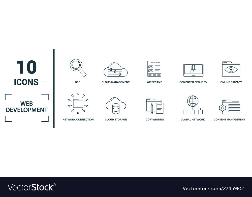 Web development icon set include creative