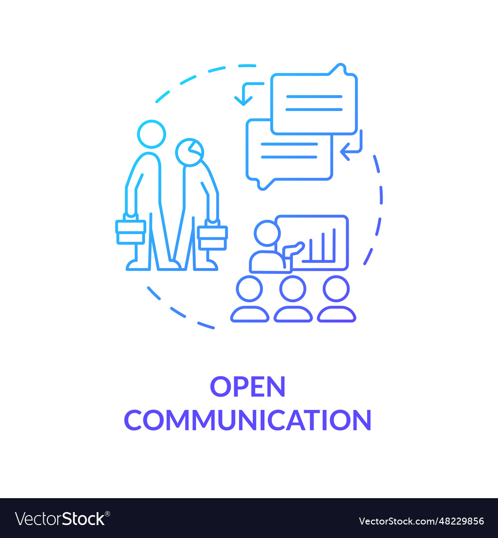 2d gradient open communication thin line concept vector image 2d gradient open communication thin line concept