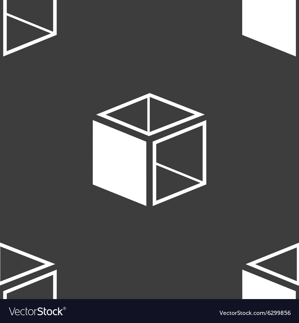 3d cube icon sign seamless pattern on a gray