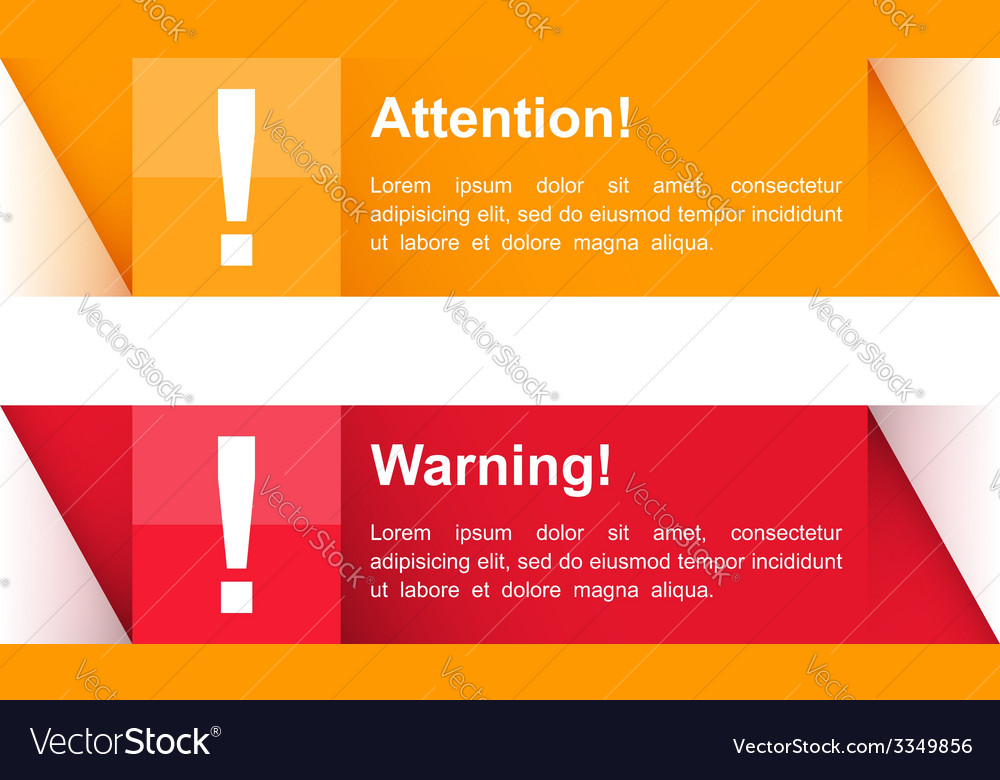 Attention and warning banners Royalty Free Vector Image