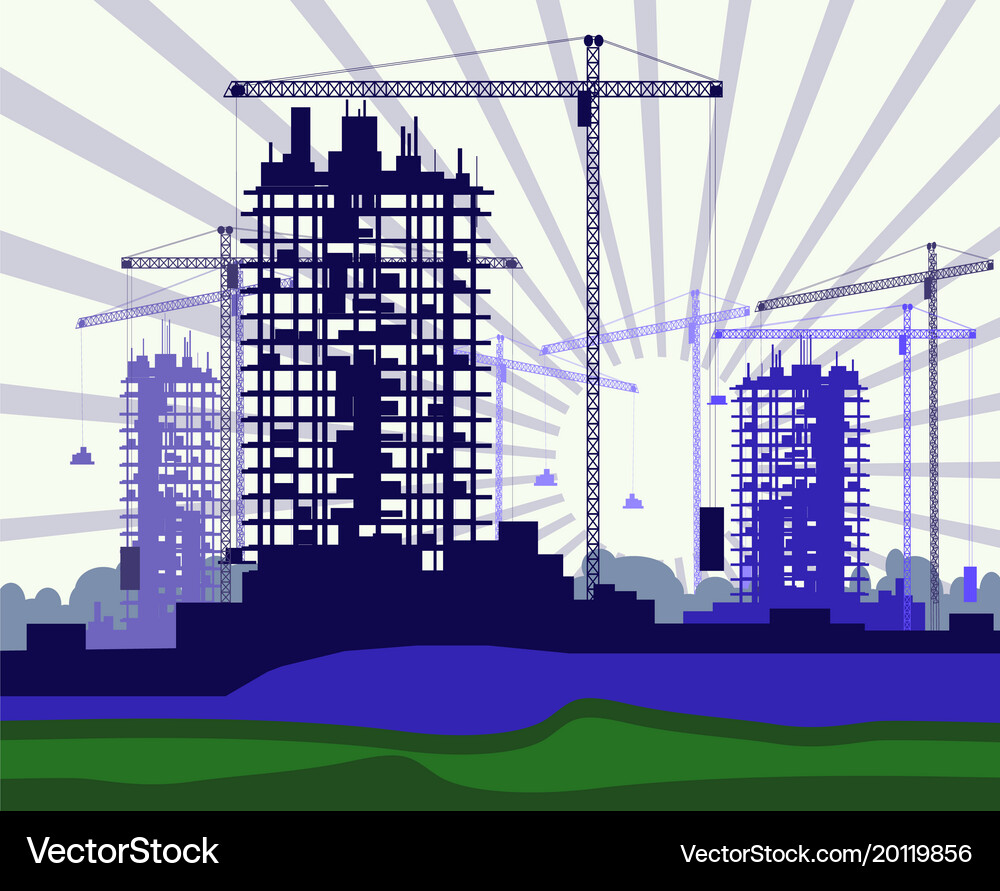 Banner Of Construction Site With Cranes Royalty Free Vector