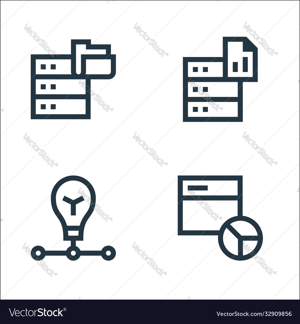 Big data line icons linear set quality