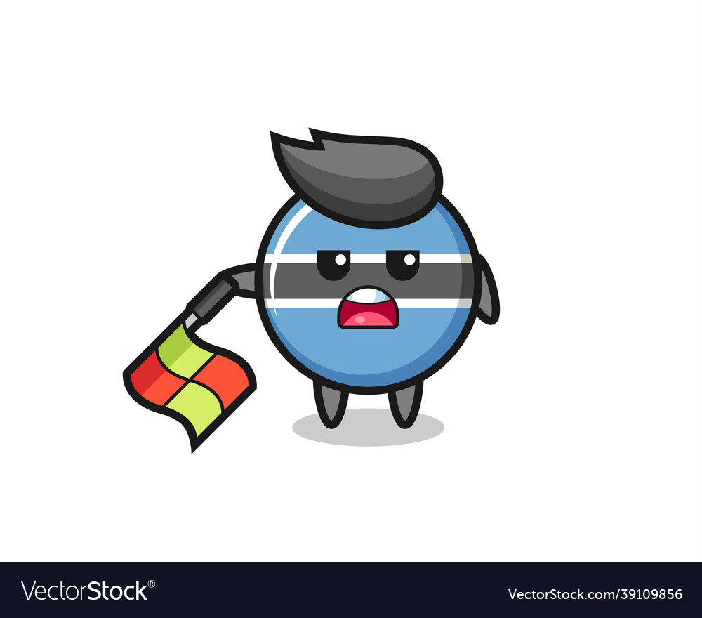 Botswana flag badge character as line judge hold vector image Botswana flag badge character as line judge hold