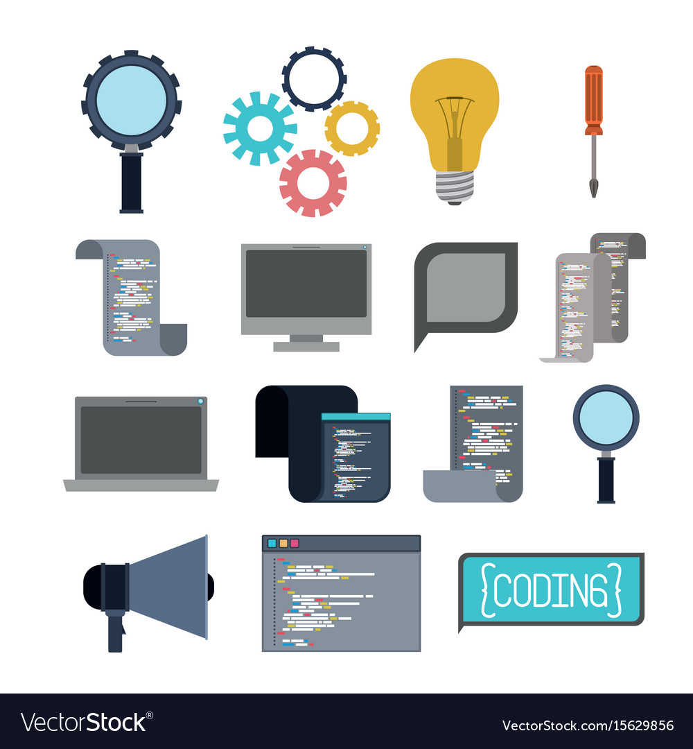 Colorful set of icons elements of programming Vector Image
