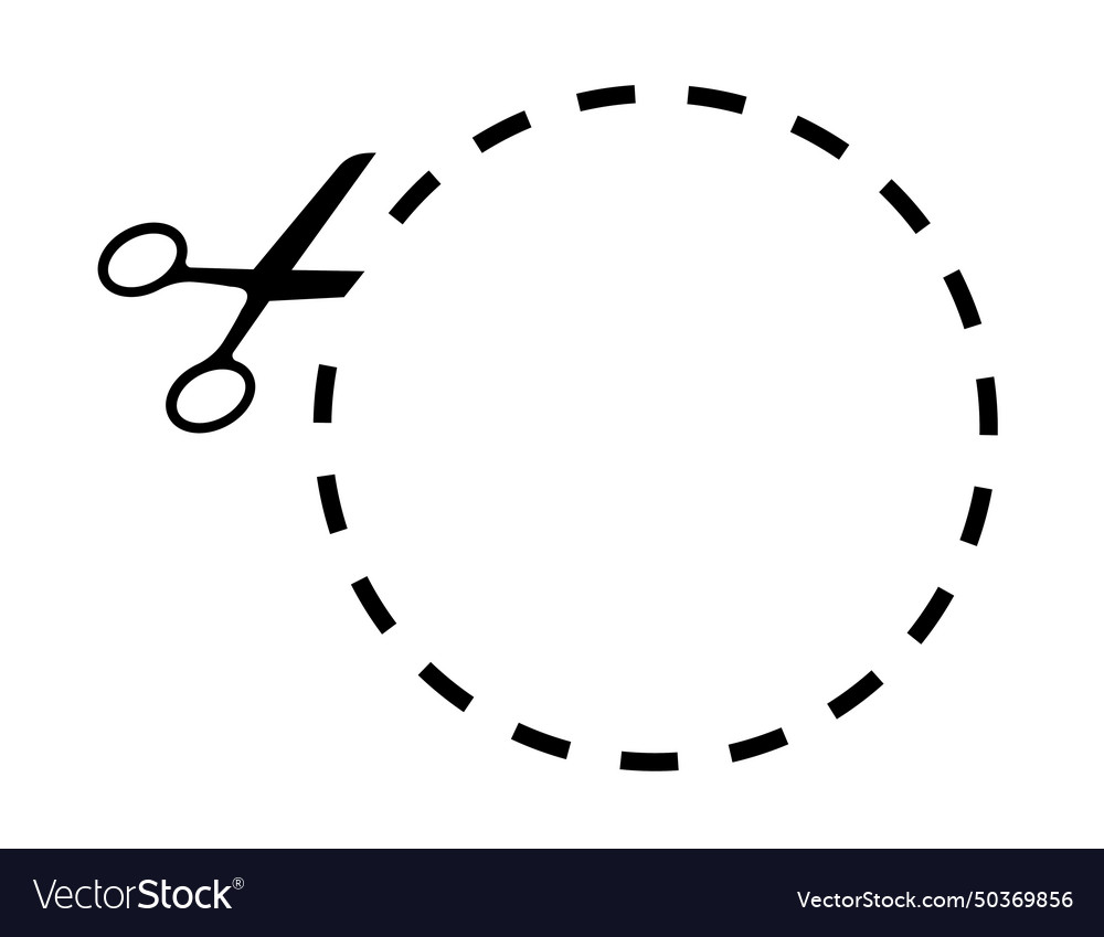 Cut here symbol with scissors circle shape Vector Image Cut here symbol with scissors circle shape