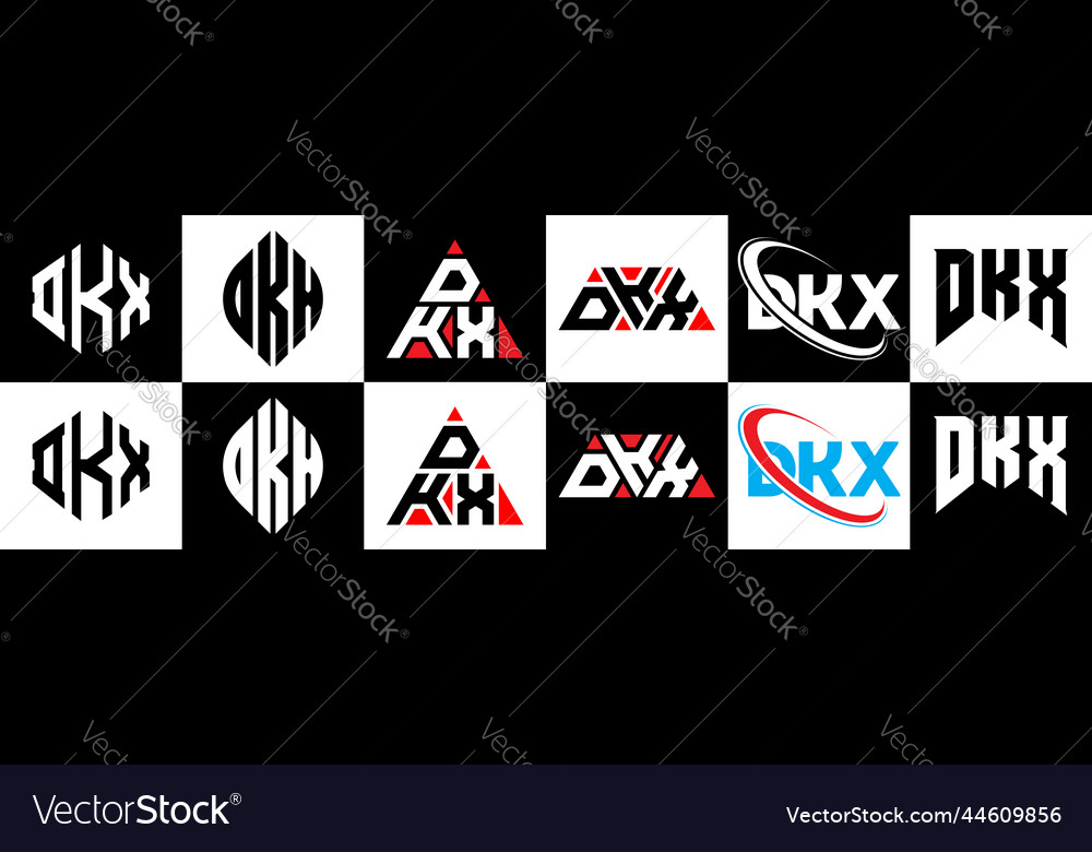 Dkx letter logo design in six style polygon