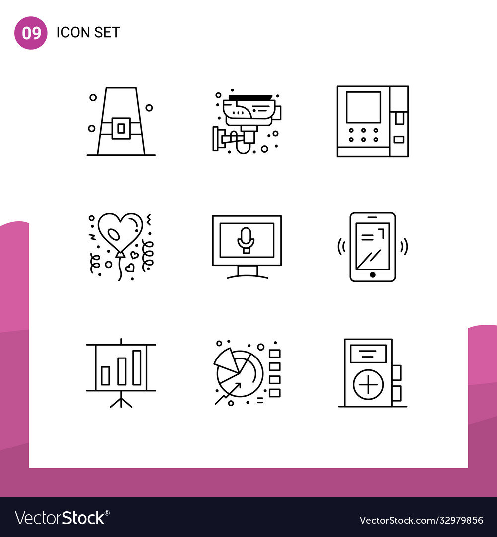 Editable line pack 9 simple outlines