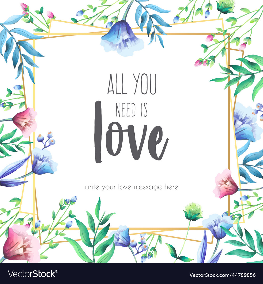 Floral frame with love message design