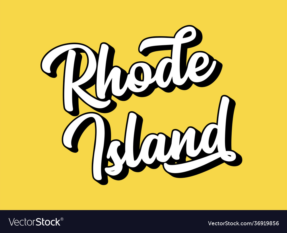 Hand sketched rhode island text 3d vintage retro