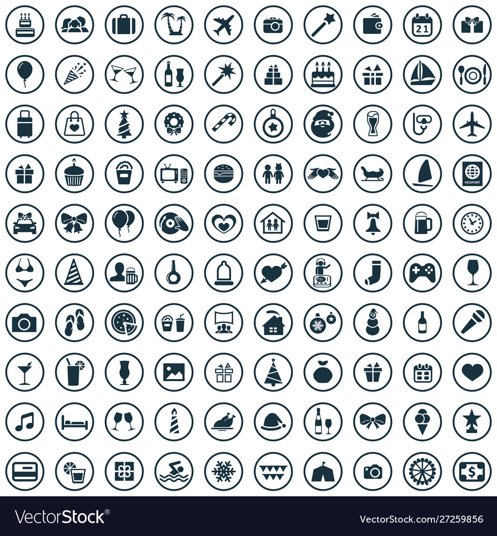 Holiday 100 icons universal set for web and ui