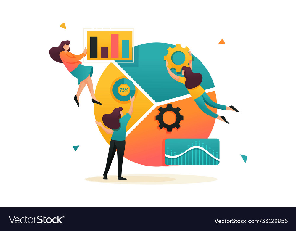 Large chart and a set of analytical data flat 2d Vector Image