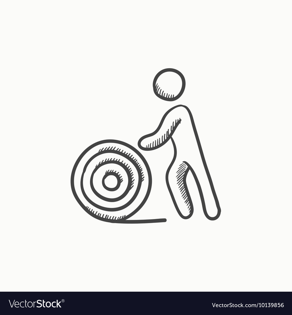 Man with wire spool sketch icon