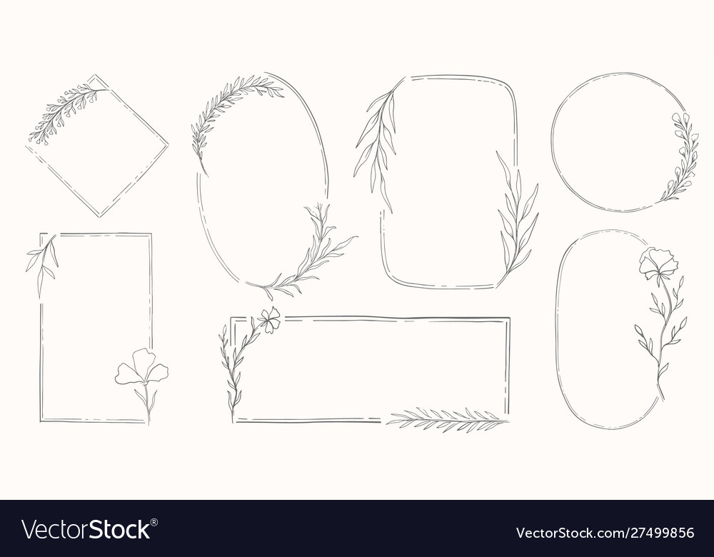 Plant nature frame set decor botanical element