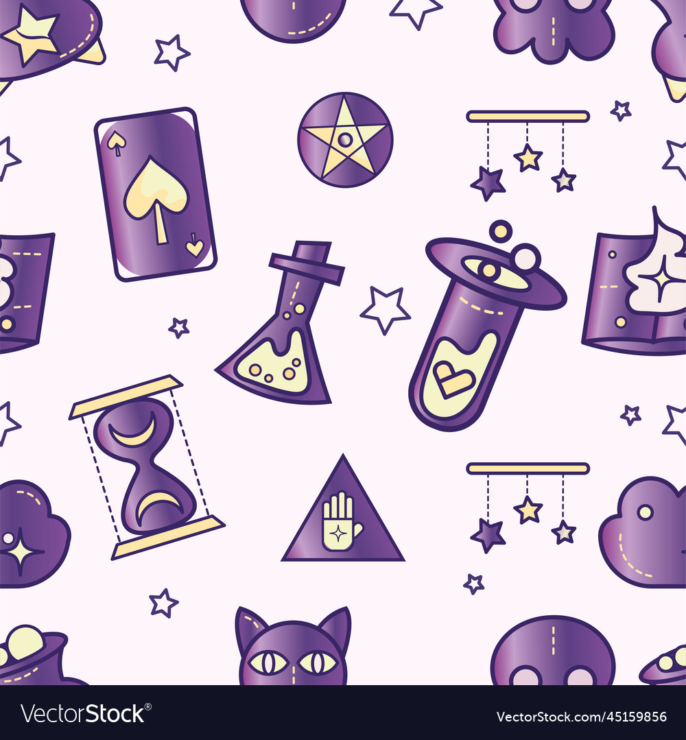 Seamless pattern background with magic icons