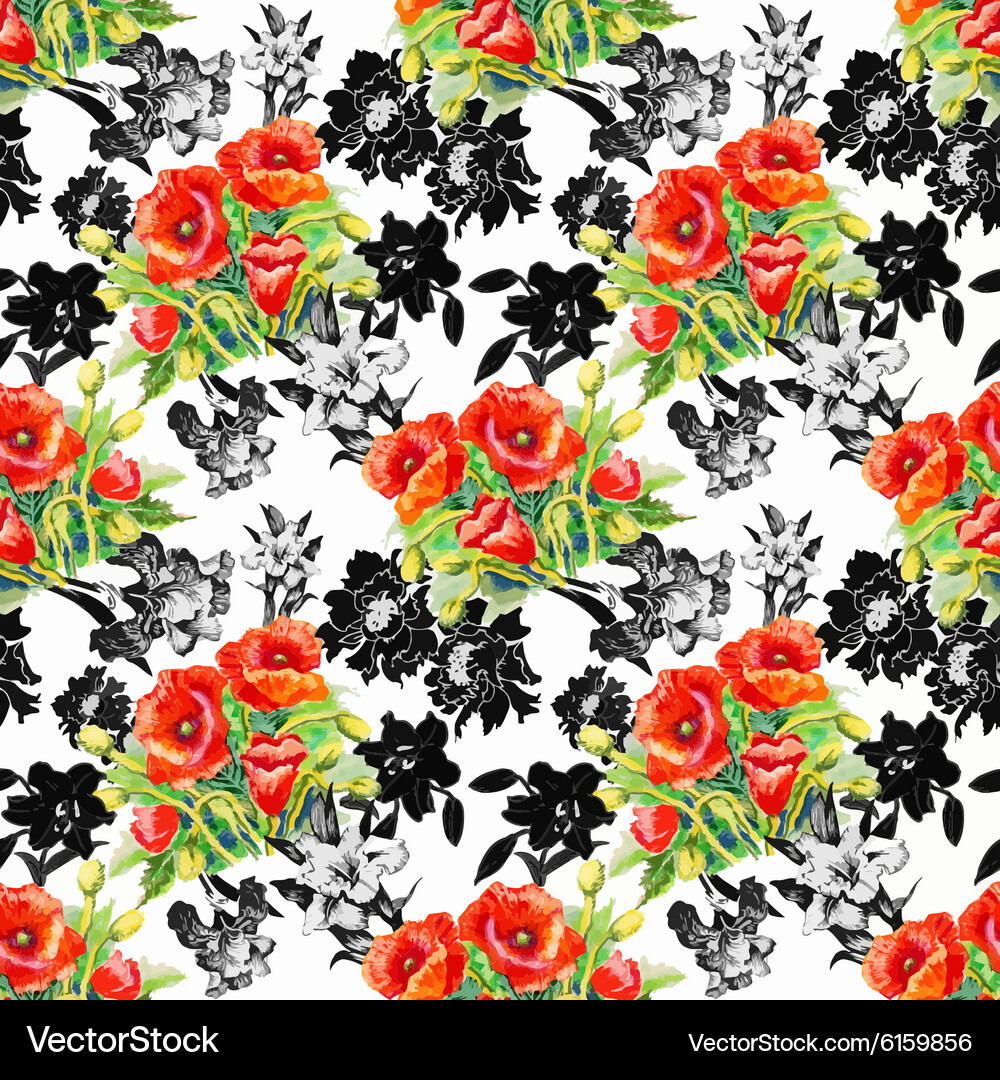 Seamless pattern with beautiful flowers Royalty Free Vector