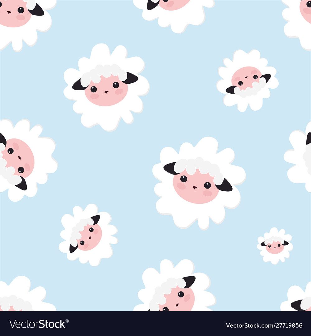 Seamless sheep animal blue pattern vector image Seamless sheep animal blue pattern