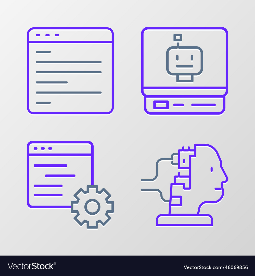 Linienroboter für Wartungscomputer api einstellen vector image Linienroboter für Wartungscomputer api einstellen