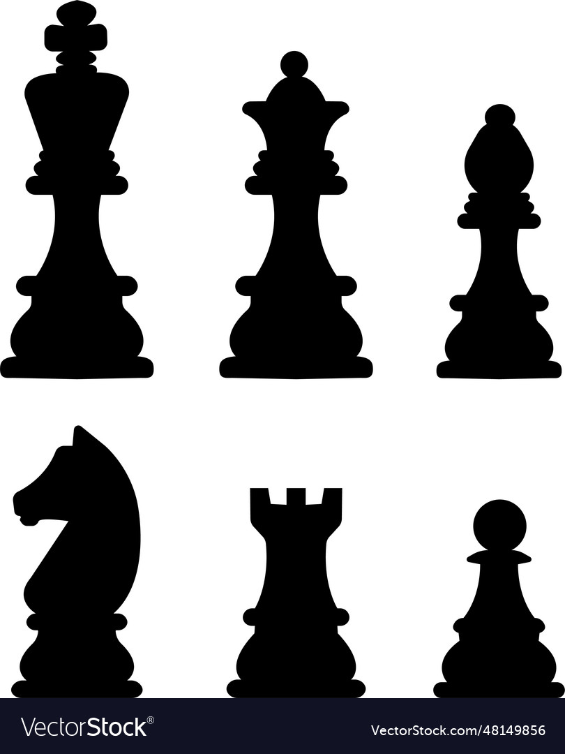 Set of chess icons black silhouette Royalty Free Vector