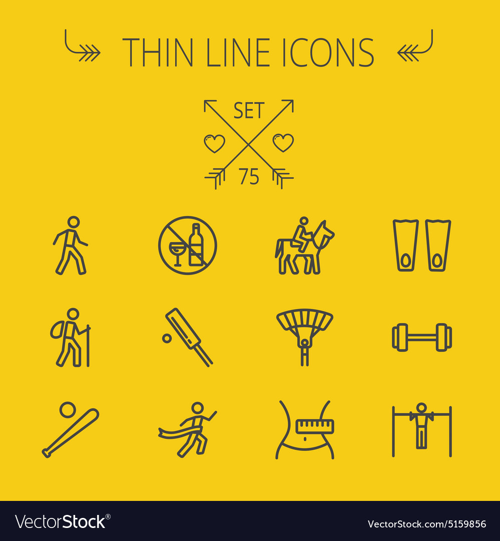 Sport Dünne Linie Icon Set