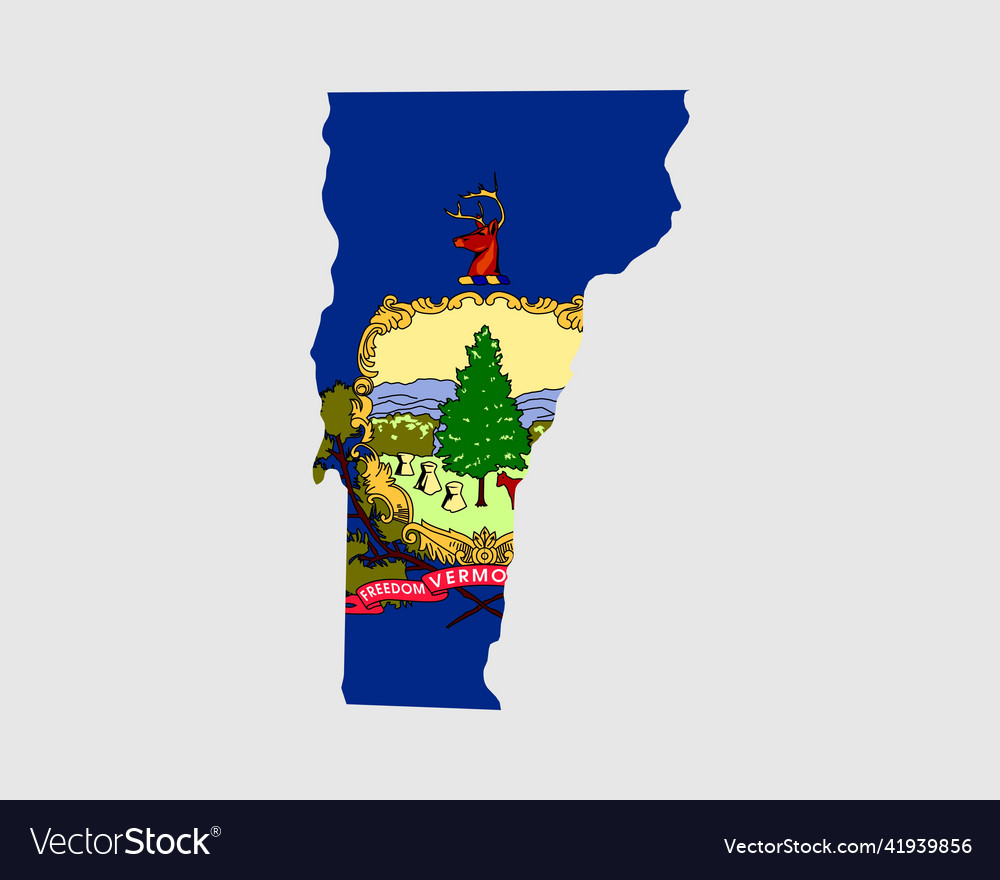 Vermont map flag vt usa us state with banner