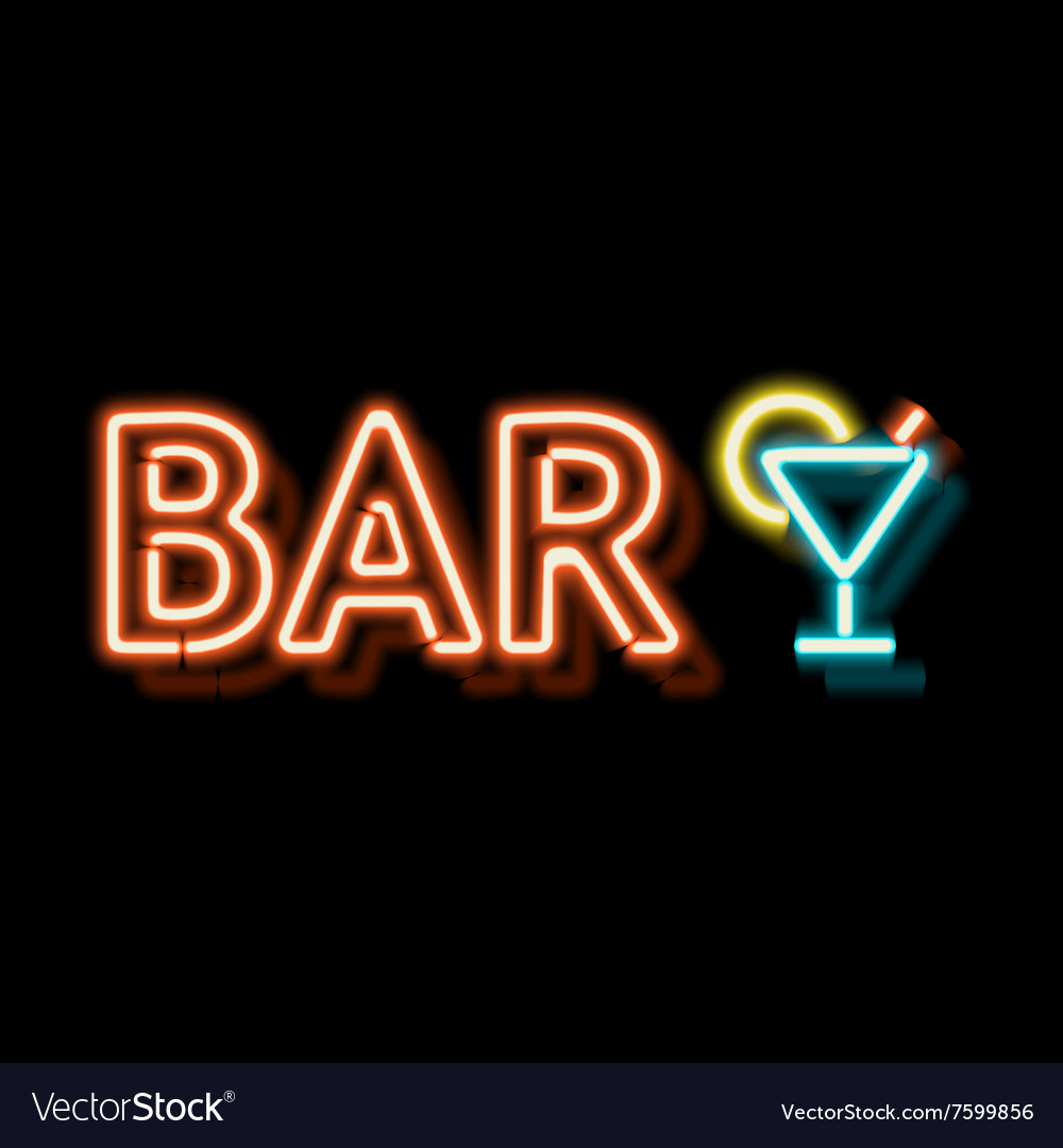 Vintage neon sign with an indication of the bar