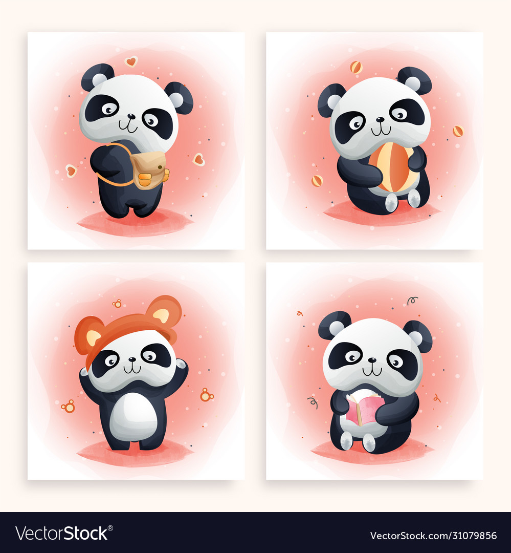 Watercolor art cartoon cute panda Royalty Free Vector Image Watercolor art cartoon cute panda Royalty Free Vector Image