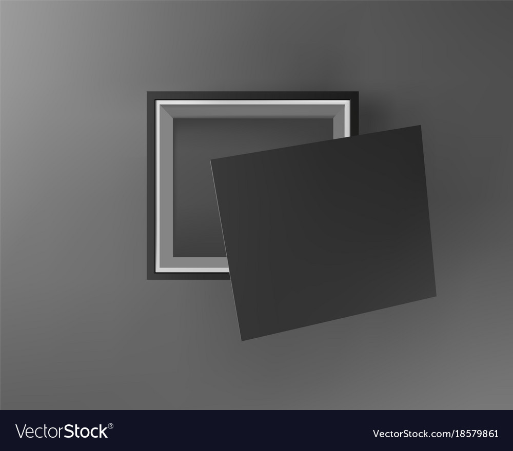 Black empty box on background top view