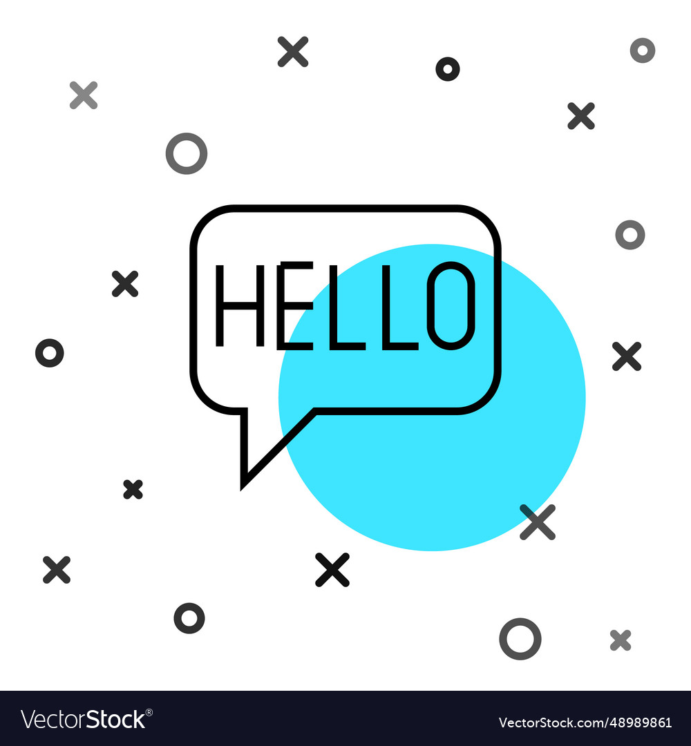 Black line hello in different languages icon