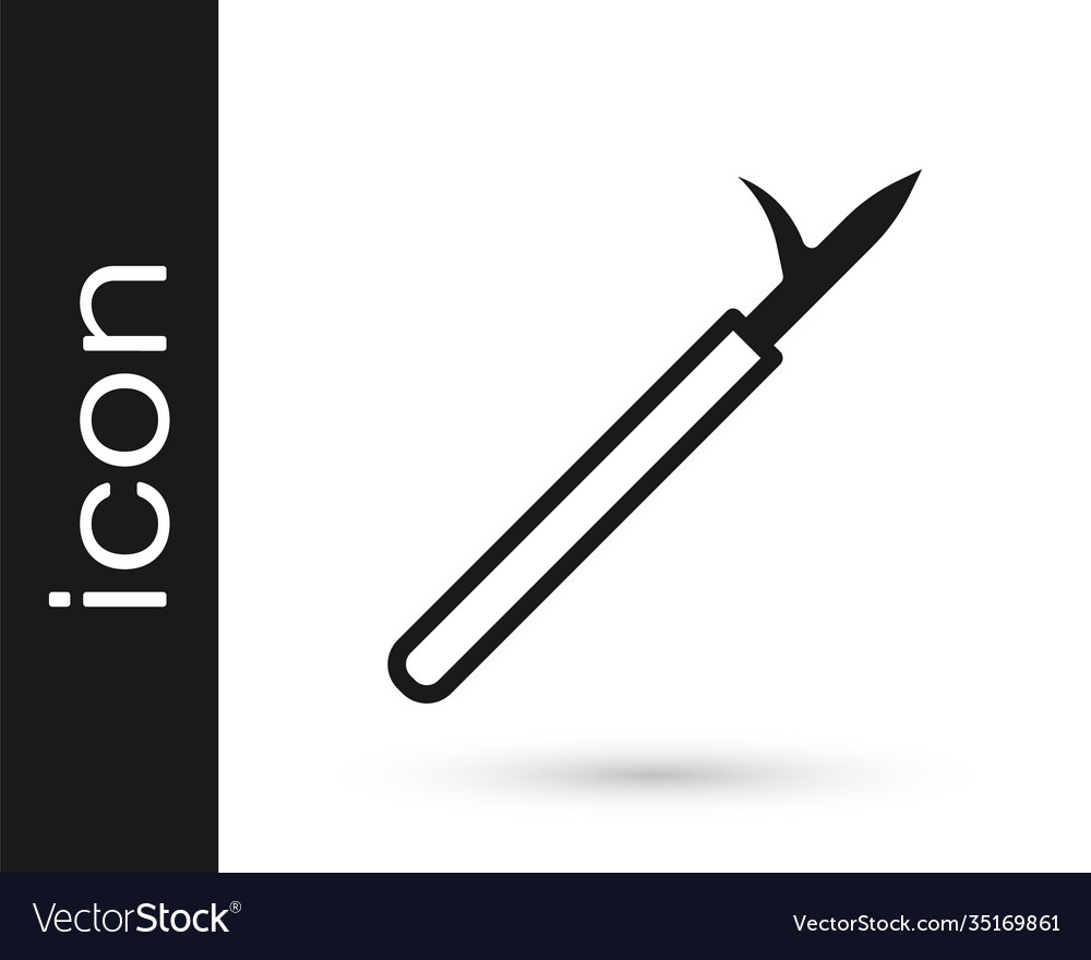 Black metal pike pole with wooden handle icon vector image Black metal pike pole with wooden handle icon
