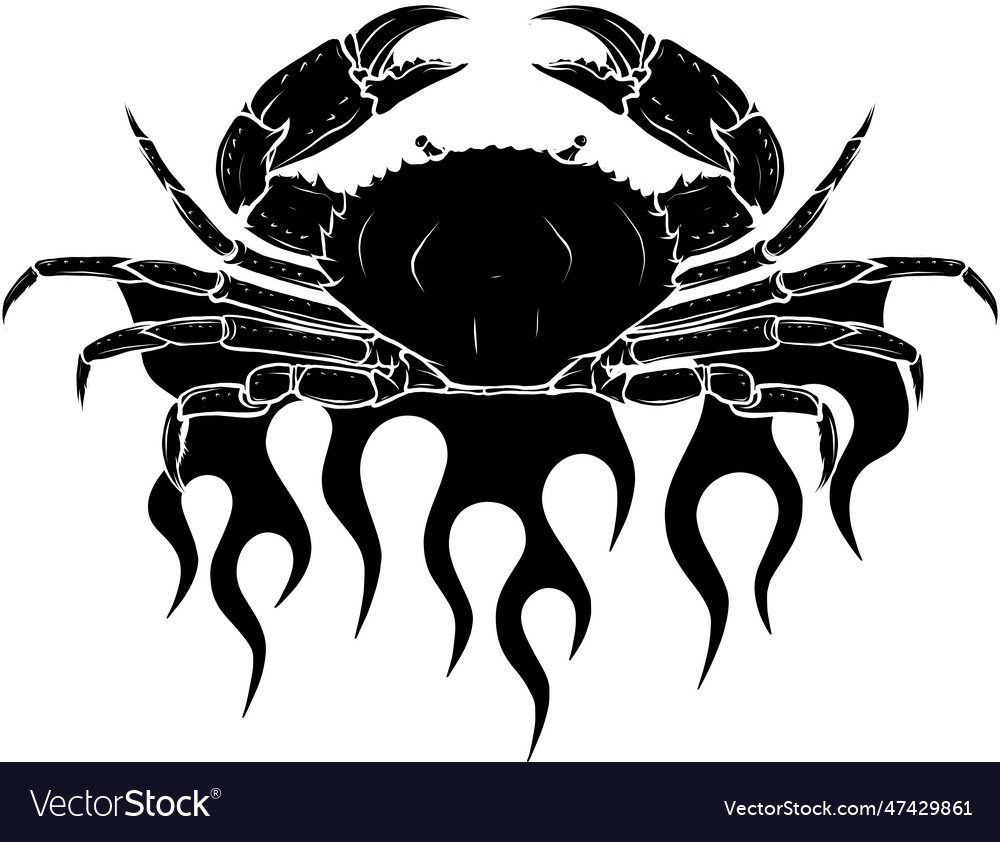Black silhouette of crab hand Royalty Free Vector Image
