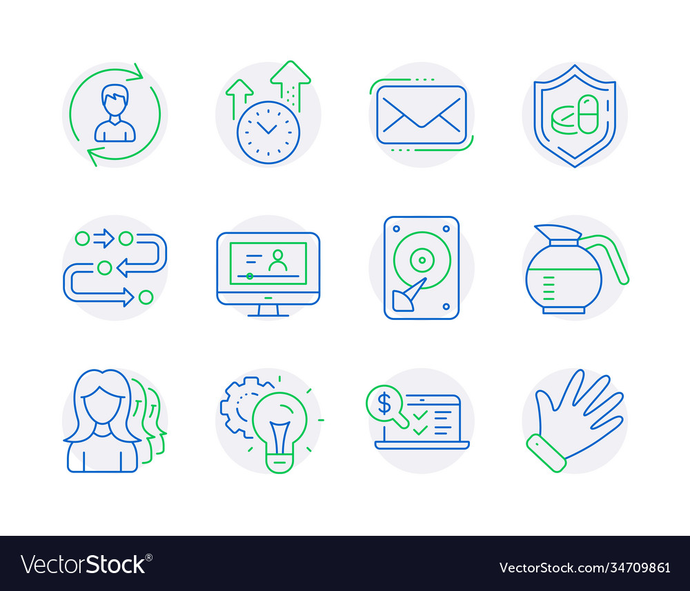 Business icons set included icon as online